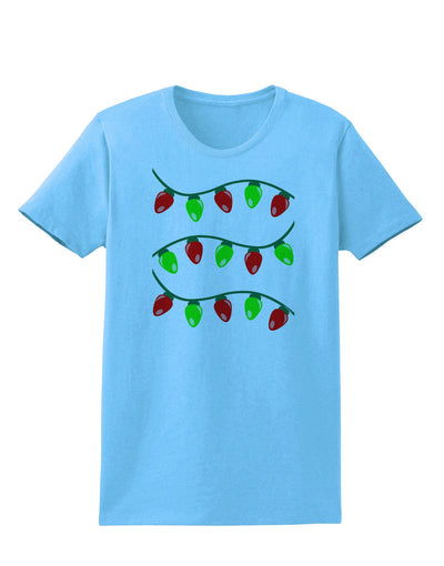 Christmas Lights Red and Green Womens T-Shirt-Womens T-Shirt-TooLoud-Aquatic-Blue-X-Small-Davson Sales