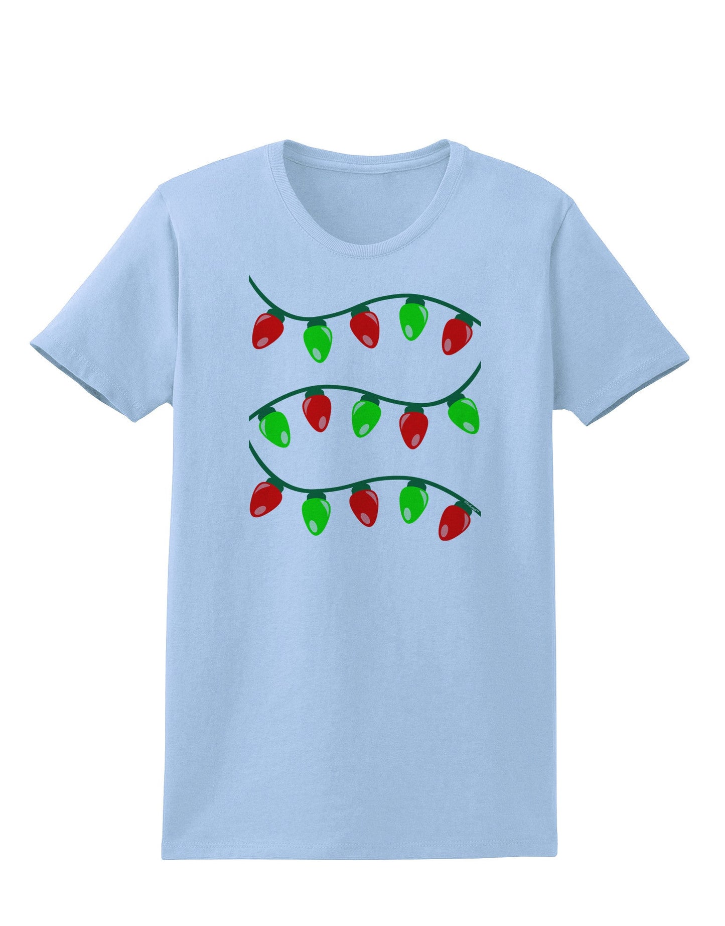 Christmas Lights Red and Green Womens T-Shirt-Womens T-Shirt-TooLoud-Light-Blue-X-Small-Davson Sales