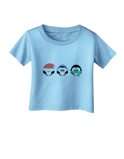 Christmas Penguins See No Evil Hear No Evil Speak No Evil Infant T-Shirt-Infant T-Shirt-TooLoud-Aquatic-Blue-06-Months-Davson Sales