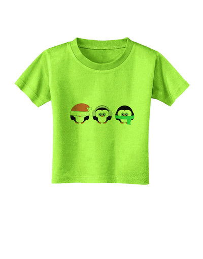 Christmas Penguins See No Evil Hear No Evil Speak No Evil Toddler T-Shirt-Toddler T-Shirt-TooLoud-Lime-Green-2T-Davson Sales