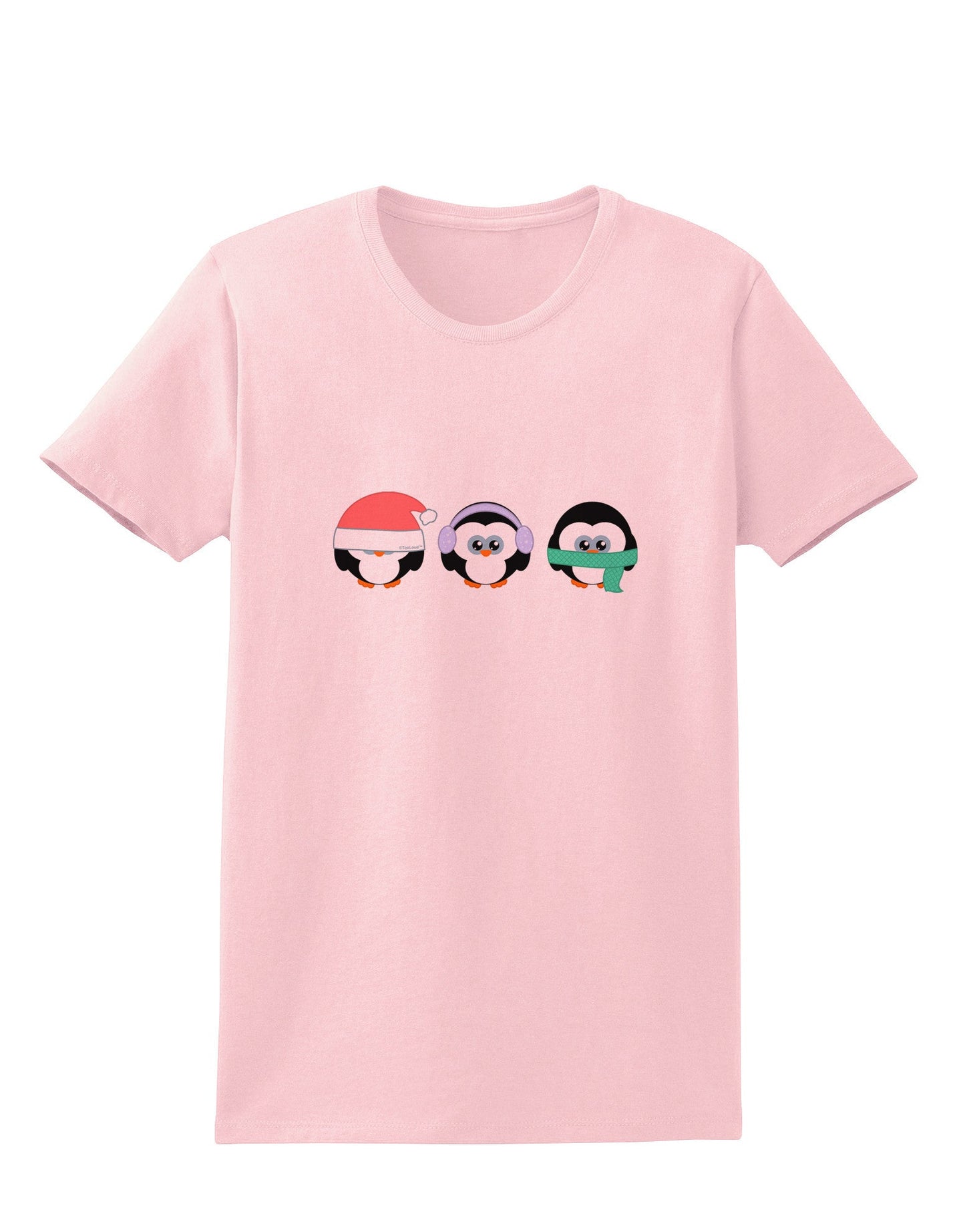 Christmas Penguins See No Evil Hear No Evil Speak No Evil Womens T-Shirt-Womens T-Shirt-TooLoud-PalePink-X-Small-Davson Sales