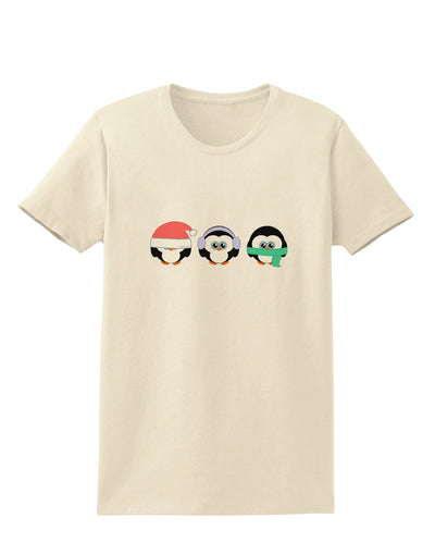 Christmas Penguins See No Evil Hear No Evil Speak No Evil Womens T-Shirt-Womens T-Shirt-TooLoud-Natural-X-Small-Davson Sales