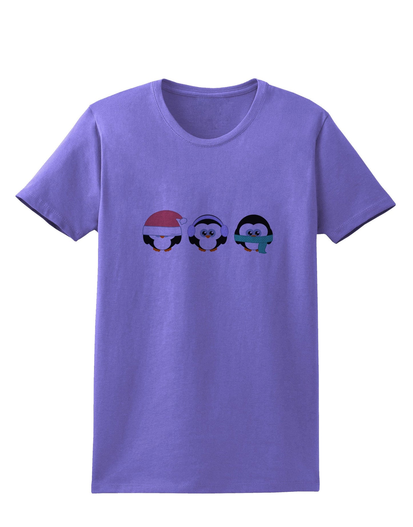 Christmas Penguins See No Evil Hear No Evil Speak No Evil Womens T-Shirt-Womens T-Shirt-TooLoud-Violet-X-Small-Davson Sales