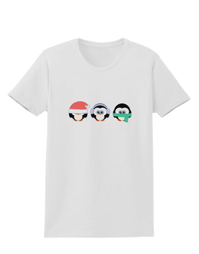 Christmas Penguins See No Evil Hear No Evil Speak No Evil Womens T-Shirt-Womens T-Shirt-TooLoud-White-X-Small-Davson Sales