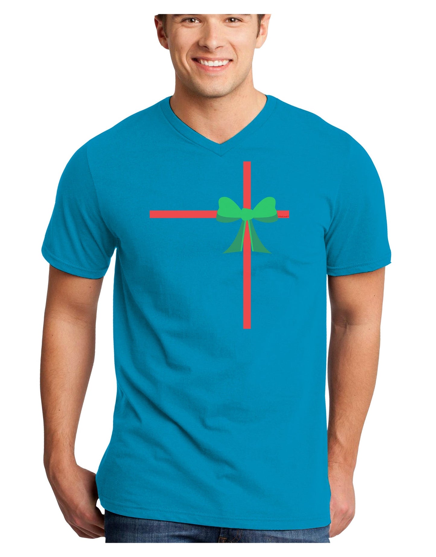 Christmas Present Gift Adult Dark V-Neck T-Shirt-TooLoud-Turquoise-Small-Davson Sales