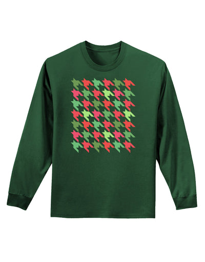 Christmas Red and Green Houndstooth Adult Long Sleeve Dark T-Shirt-TooLoud-Dark-Green-Small-Davson Sales