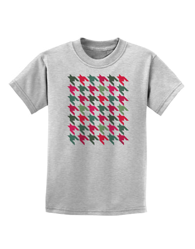Christmas Red and Green Houndstooth Childrens T-Shirt-Childrens T-Shirt-TooLoud-AshGray-X-Small-Davson Sales