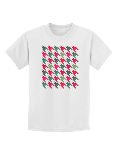 Christmas Red and Green Houndstooth Childrens T-Shirt-Childrens T-Shirt-TooLoud-White-X-Small-Davson Sales