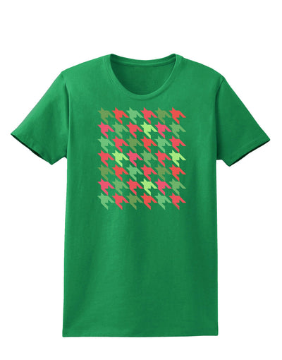 Christmas Red and Green Houndstooth Womens Dark T-Shirt-TooLoud-Kelly-Green-X-Small-Davson Sales