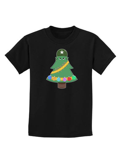 Christmas Tree Armed Design Childrens Dark T-Shirt-Childrens T-Shirt-TooLoud-Black-X-Small-Davson Sales