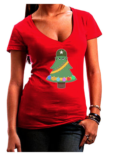 Christmas Tree Armed Design Juniors V-Neck Dark T-Shirt-Womens V-Neck T-Shirts-TooLoud-Red-Juniors Fitted Small-Davson Sales