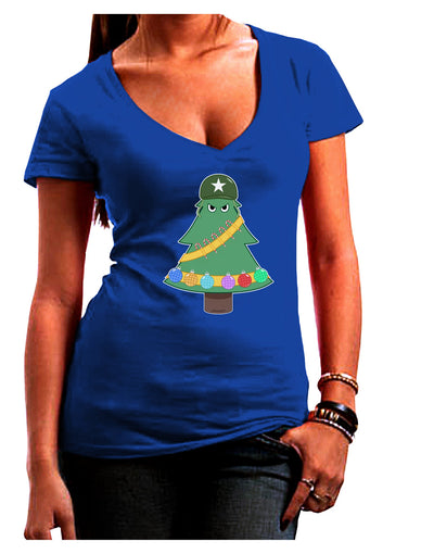 Christmas Tree Armed Design Juniors V-Neck Dark T-Shirt-Womens V-Neck T-Shirts-TooLoud-Royal-Blue-Juniors Fitted Small-Davson Sales