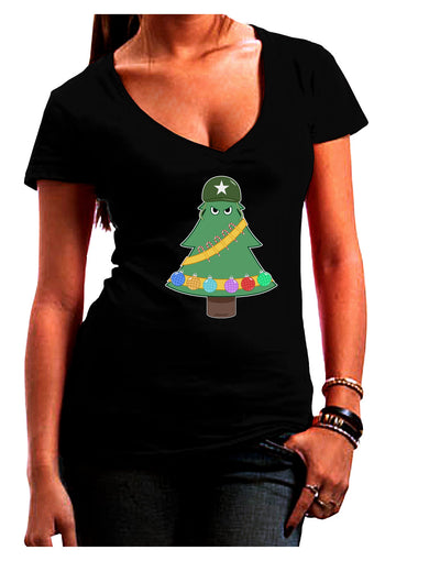 Christmas Tree Armed Design Juniors V-Neck Dark T-Shirt-Womens V-Neck T-Shirts-TooLoud-Black-Juniors Fitted Small-Davson Sales