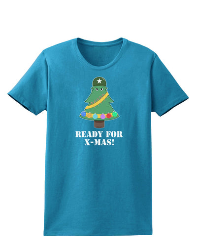 Christmas Tree - Ready for X-Mas Womens Dark T-Shirt-Womens T-Shirt-TooLoud-Turquoise-X-Small-Davson Sales