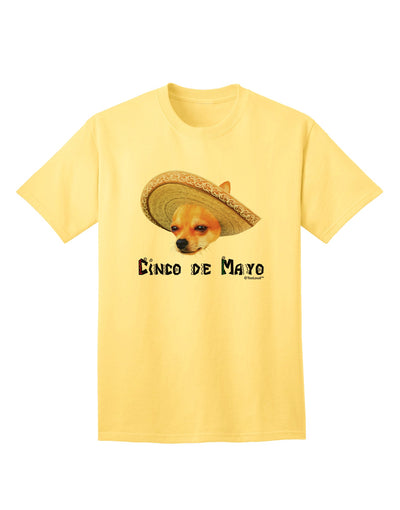 Cinco de Mayo Adult T-Shirt featuring a Chihuahua Dog wearing a Sombrero - Exclusively by TooLoud-Mens T-shirts-TooLoud-Yellow-Small-Davson Sales