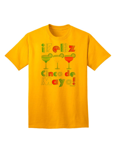 Cinco de Mayo Celebration: Margaritas - Mexican Flag Colors - Adult T-Shirt by TooLoud-Mens T-shirts-TooLoud-Gold-Small-Davson Sales