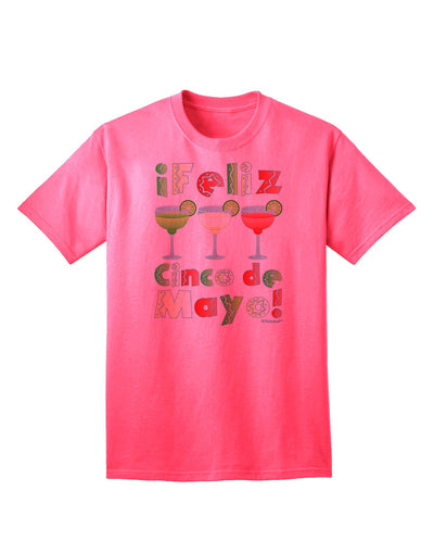 Cinco de Mayo Celebration: Margaritas - Mexican Flag Colors - Adult T-Shirt by TooLoud-Mens T-shirts-TooLoud-Neon-Pink-Small-Davson Sales