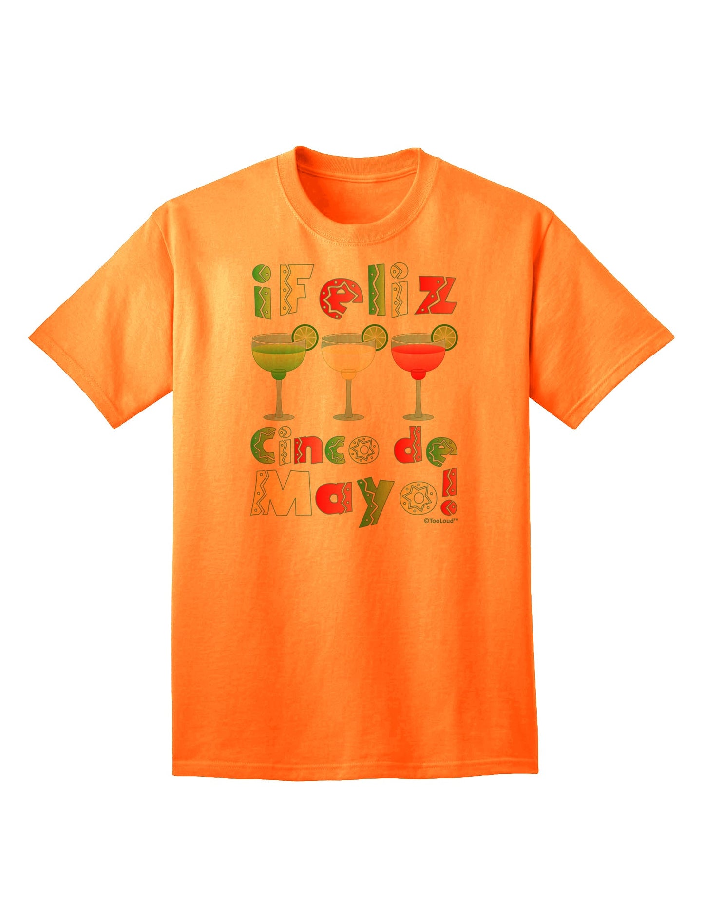 Cinco de Mayo Celebration: Margaritas - Mexican Flag Colors - Adult T-Shirt by TooLoud-Mens T-shirts-TooLoud-Neon-Orange-Small-Davson Sales