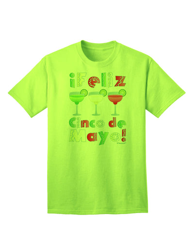 Cinco de Mayo Celebration: Margaritas - Mexican Flag Colors - Adult T-Shirt by TooLoud-Mens T-shirts-TooLoud-Neon-Green-Small-Davson Sales