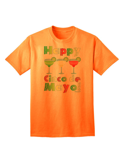 Cinco de Mayo Celebration: Vibrant Mexican Flag Colors Margaritas Adult T-Shirt by TooLoud-Mens T-shirts-TooLoud-Neon-Orange-Small-Davson Sales