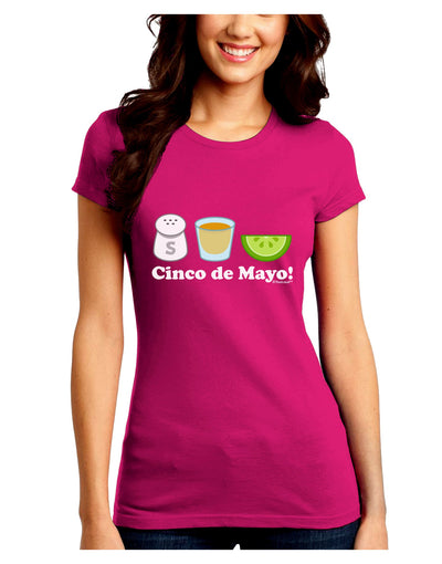 Cinco de Mayo Design - Salt Tequila Lime Juniors Crew Dark T-Shirt by TooLoud-T-Shirts Juniors Tops-TooLoud-Hot-Pink-Juniors Fitted Small-Davson Sales