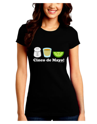 Cinco de Mayo Design - Salt Tequila Lime Juniors Crew Dark T-Shirt by TooLoud-T-Shirts Juniors Tops-TooLoud-Black-Juniors Fitted Small-Davson Sales