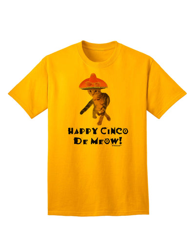 Cinco de Meow Adult T-Shirt featuring a Playful Cat with a Pink Sombrero, exclusively by TooLoud-Mens T-shirts-TooLoud-Gold-Small-Davson Sales