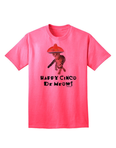 Cinco de Meow Adult T-Shirt featuring a Playful Cat with a Pink Sombrero, exclusively by TooLoud-Mens T-shirts-TooLoud-Neon-Pink-Small-Davson Sales