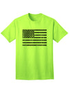 Classic Distressed Black and White American Flag Adult T-Shirt-Mens T-shirts-TooLoud-Neon-Green-Small-Davson Sales