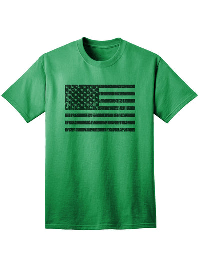 Classic Distressed Black and White American Flag Adult T-Shirt-Mens T-shirts-TooLoud-Kelly-Green-Small-Davson Sales