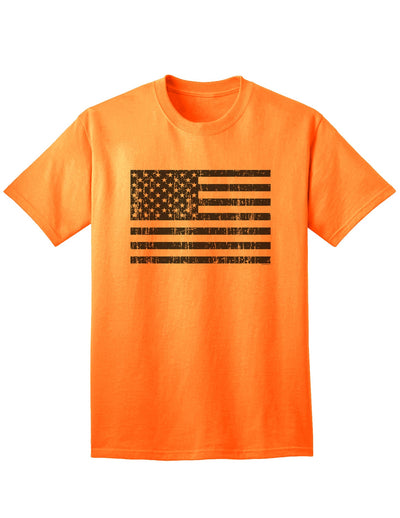 Classic Distressed Black and White American Flag Adult T-Shirt-Mens T-shirts-TooLoud-Neon-Orange-Small-Davson Sales