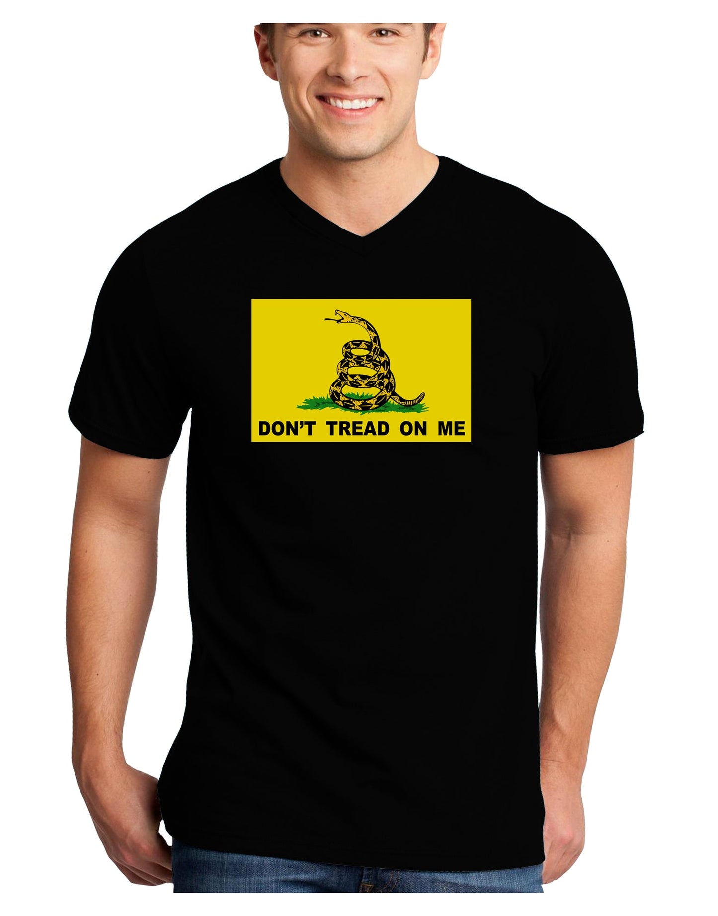 Classic Gadsden Flag Don't Tread On Me Adult Dark V-Neck T-Shirt-Mens V-Neck T-Shirt-TooLoud-Turquoise-Small-Davson Sales