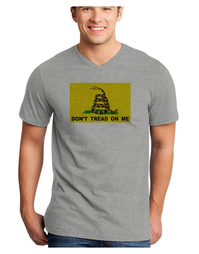 Classic Gadsden Flag Don't Tread On Me Adult V-Neck T-shirt-Mens V-Neck T-Shirt-TooLoud-HeatherGray-Small-Davson Sales