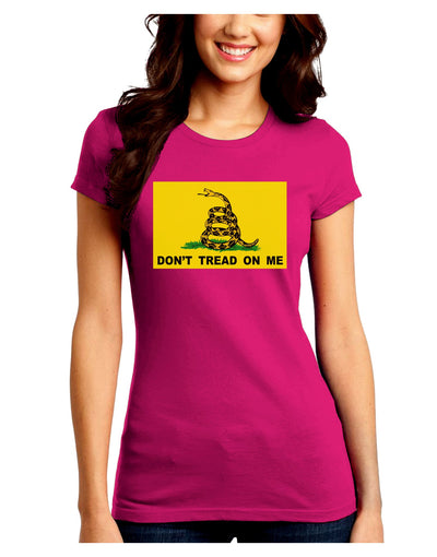 Classic Gadsden Flag Don't Tread On Me Juniors Crew Dark T-Shirt-T-Shirts Juniors Tops-TooLoud-Hot-Pink-Juniors Fitted Small-Davson Sales