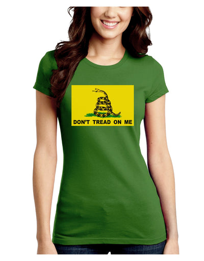 Classic Gadsden Flag Don't Tread On Me Juniors Crew Dark T-Shirt-T-Shirts Juniors Tops-TooLoud-Kiwi-Green-Juniors Fitted XS-Davson Sales