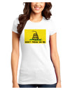 Classic Gadsden Flag Don't Tread On Me Juniors T-Shirt-Womens Juniors T-Shirt-TooLoud-White-Juniors Fitted XS-Davson Sales