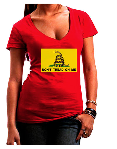 Classic Gadsden Flag Don't Tread On Me Juniors V-Neck Dark T-Shirt-Womens V-Neck T-Shirts-TooLoud-Red-Small-Davson Sales