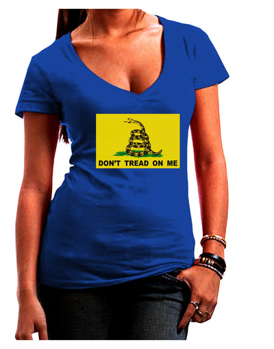 Classic Gadsden Flag Don't Tread On Me Juniors V-Neck Dark T-Shirt-Womens V-Neck T-Shirts-TooLoud-Royal-Blue-Small-Davson Sales