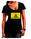 Classic Gadsden Flag Don't Tread On Me Juniors V-Neck Dark T-Shirt-Womens V-Neck T-Shirts-TooLoud-Black-Small-Davson Sales