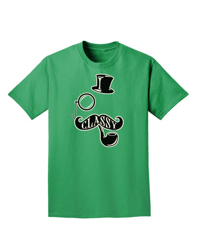 Classy Tophat Mustache Pipe and Monocle Adult Dark T-Shirt-Mens T-Shirt-TooLoud-Kelly-Green-Small-Davson Sales