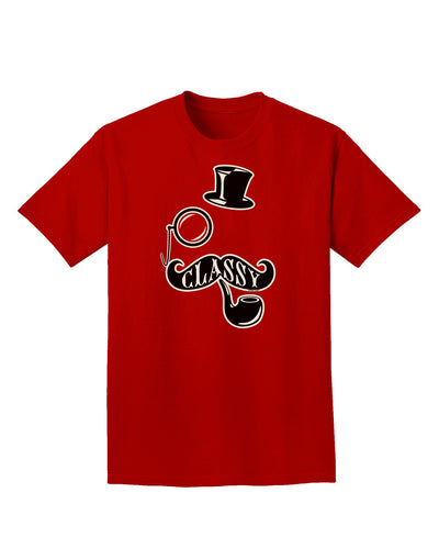 Classy Tophat Mustache Pipe and Monocle Adult Dark T-Shirt-Mens T-Shirt-TooLoud-Red-Small-Davson Sales