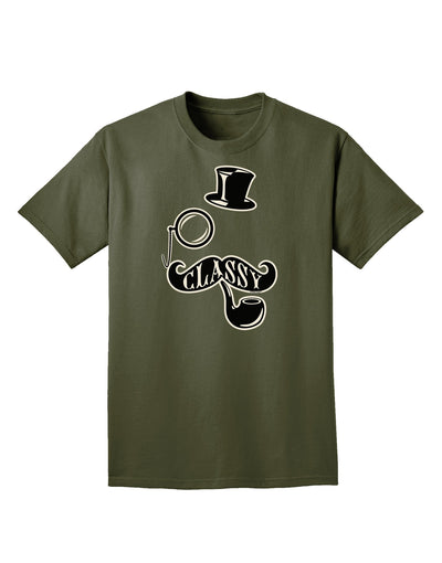 Classy Tophat Mustache Pipe and Monocle Adult Dark T-Shirt-Mens T-Shirt-TooLoud-Military-Green-Small-Davson Sales