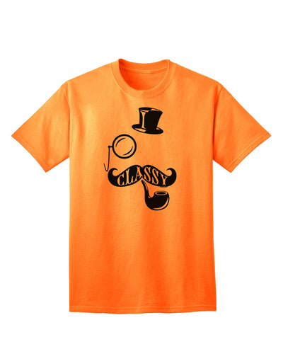 Classy Tophat, Mustache, Pipe, and Monocle: Sophisticated Adult T-Shirt Collection-Mens T-shirts-TooLoud-Neon-Orange-Small-Davson Sales