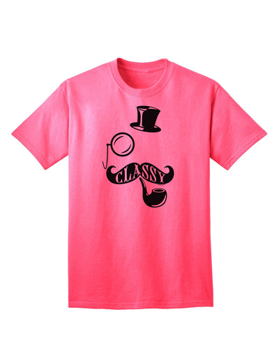 Classy Tophat, Mustache, Pipe, and Monocle: Sophisticated Adult T-Shirt Collection-Mens T-shirts-TooLoud-Neon-Pink-Small-Davson Sales