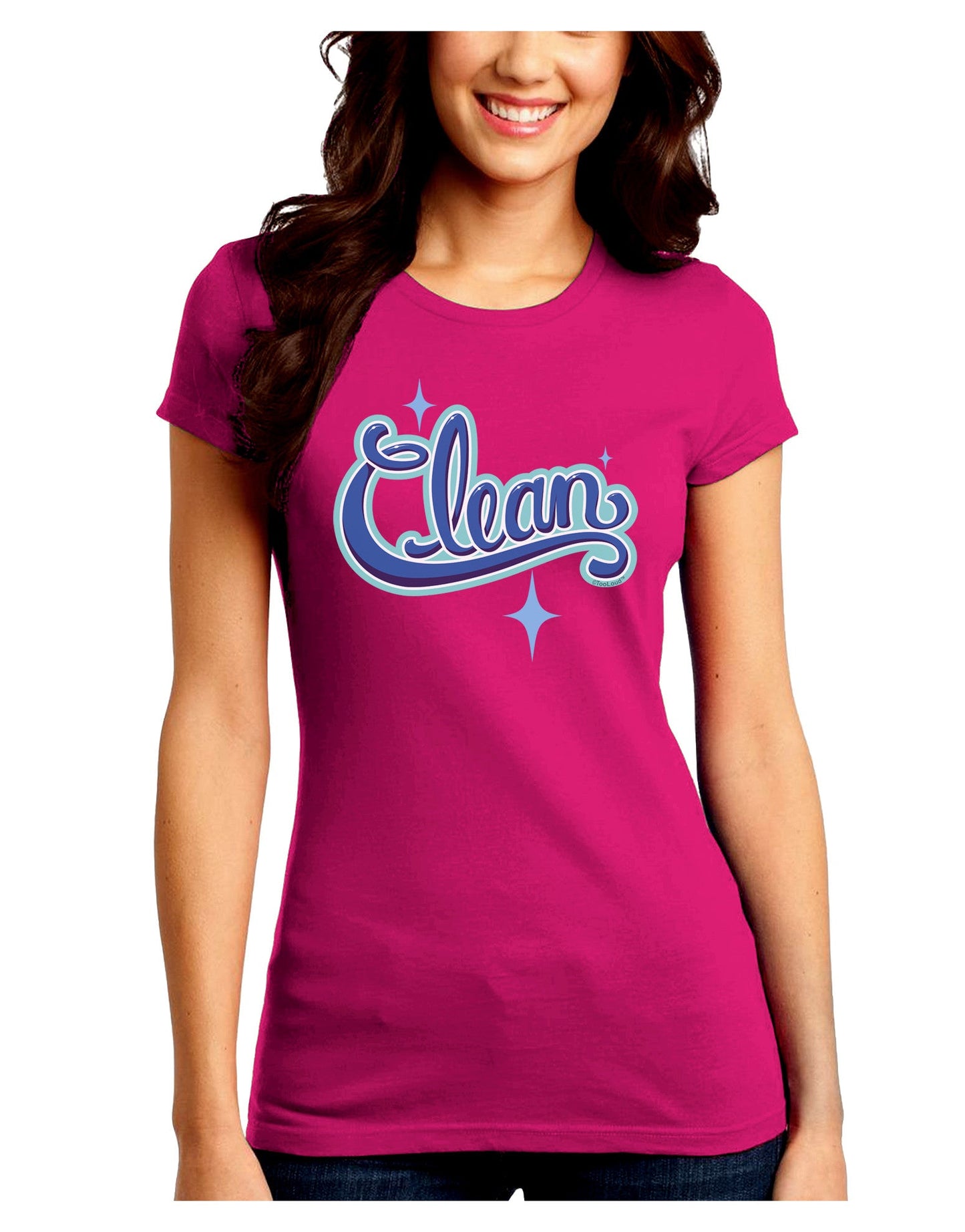 Clean Text Juniors Petite Crew Dark T-Shirt-T-Shirts Juniors Tops-TooLoud-Hot-Pink-Juniors Fitted Small-Davson Sales