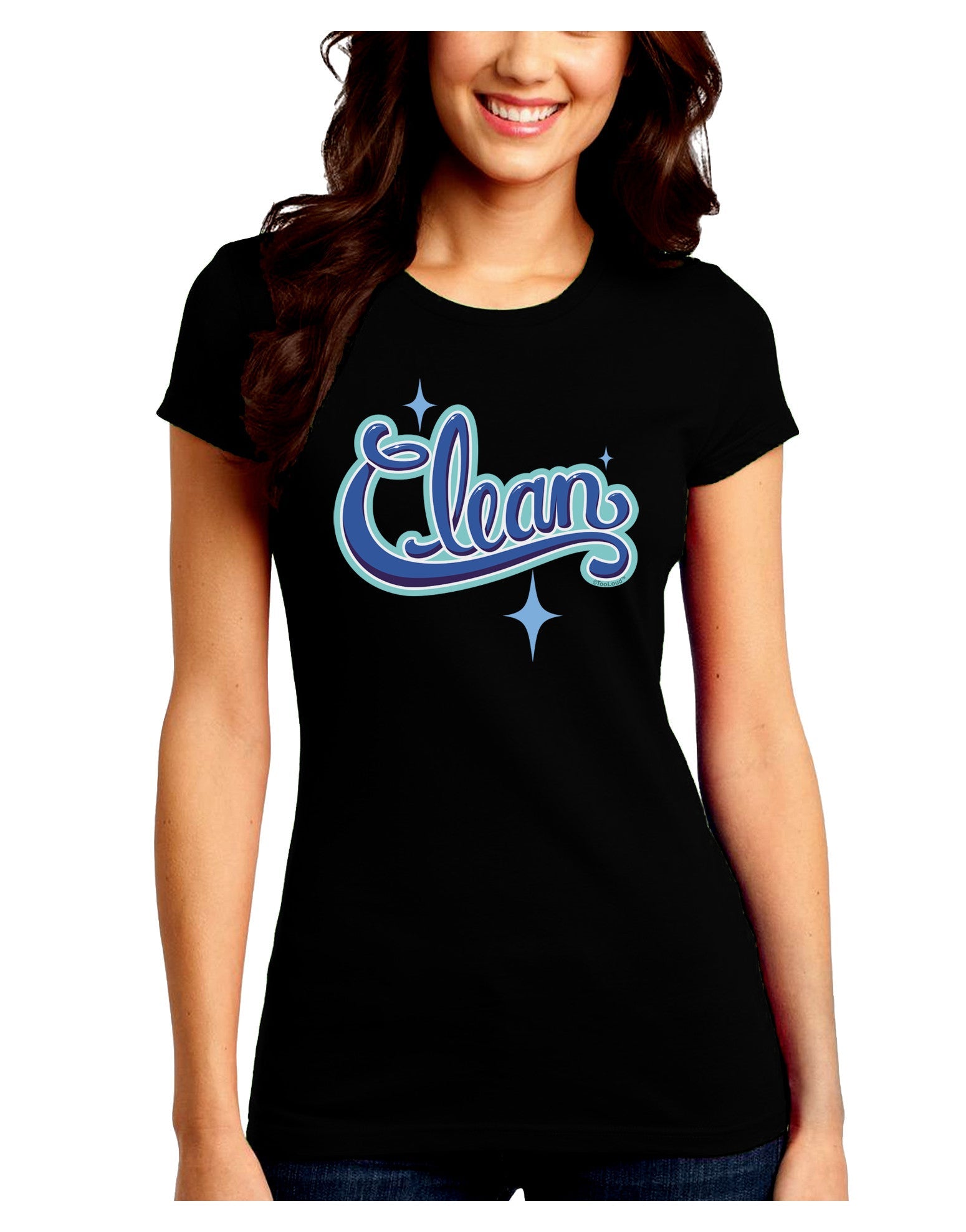 Clean Text Juniors Petite Crew Dark T-Shirt-T-Shirts Juniors Tops-TooLoud-Black-Juniors Fitted Small-Davson Sales