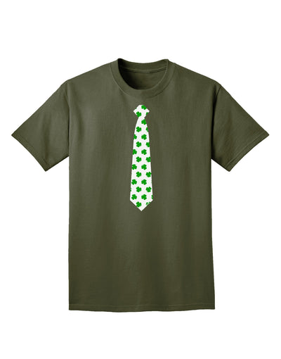 Clover Pattern Tie St Patrick's Day Adult Dark T-Shirt-Mens T-Shirt-TooLoud-Military-Green-Small-Davson Sales