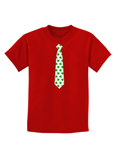 Clover Pattern Tie St Patrick's Day Childrens Dark T-Shirt-Childrens T-Shirt-TooLoud-Red-X-Small-Davson Sales