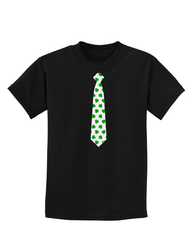 Clover Pattern Tie St Patrick's Day Childrens Dark T-Shirt-Childrens T-Shirt-TooLoud-Black-X-Small-Davson Sales