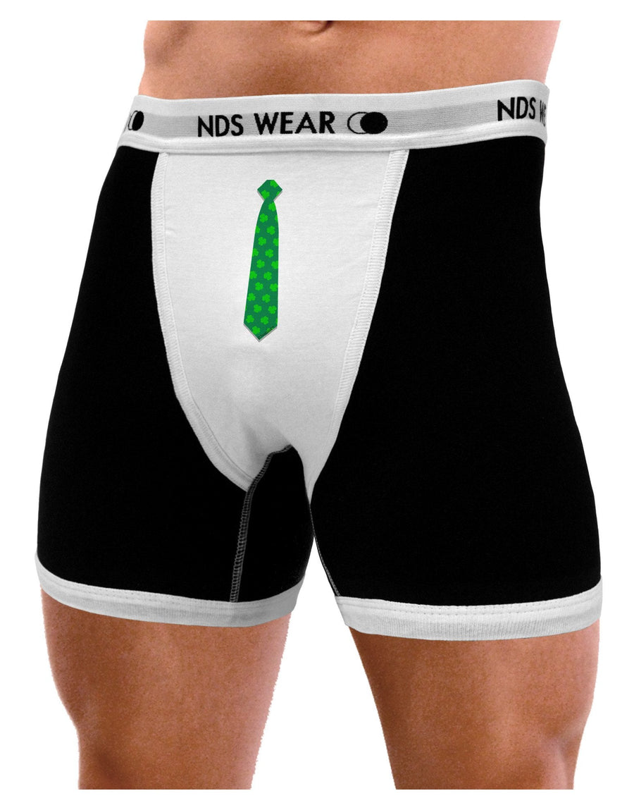 Clover Pattern Tie St Patrick's Day Mens Boxer Brief Underwear-Boxer Briefs-NDS Wear-Black-with-White-Small-NDS WEAR